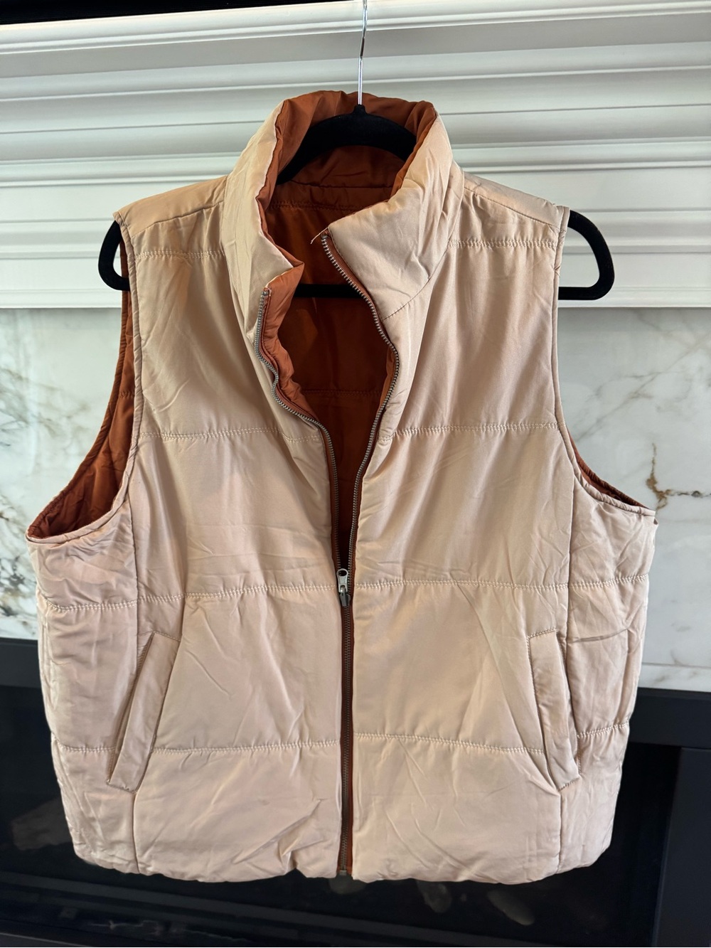 Thread & Supply Reversible Puffer Vest in Blush Pink & Rust
